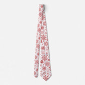 Kerstrode Abstracte sneeuwvlokken op wit Stropdas (Achterkant)