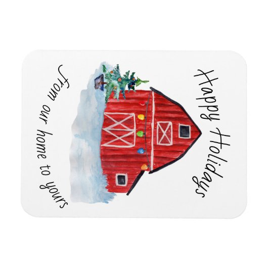 Kerstrode Barn Magneet (Horizontaal)