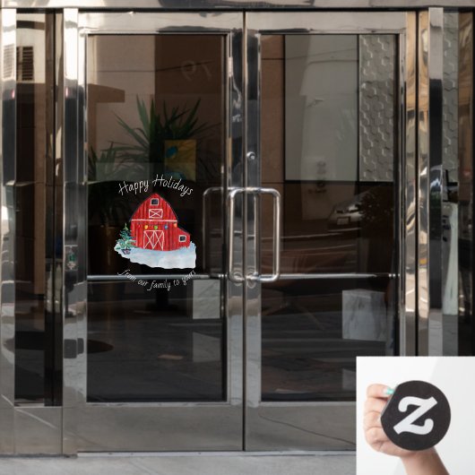 Kerstrode Barn  Raamsticker (Kantoordeur)