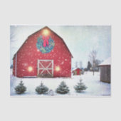 Kerstrode Barn Tissuepapier (Voorkant)