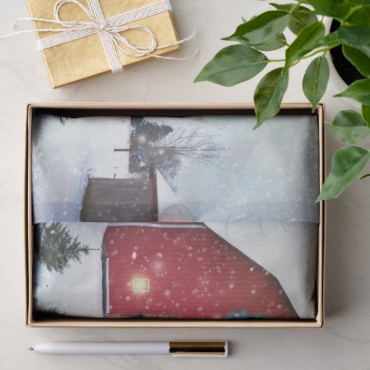 Kerstrode Barn Tissuepapier (Geschenk)