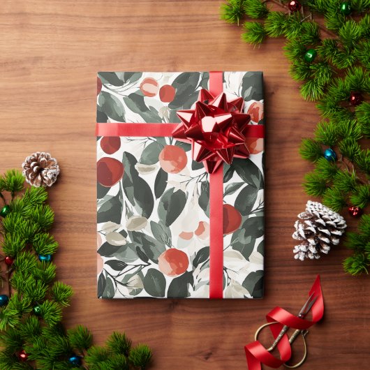 kerstrode bessen cadeaupapier (Feestdagen Geschenken)