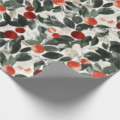 kerstrode bessen cadeaupapier (Hoek)