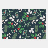 Kerstrode bessen en groene bladeren inpakpapier vel (Voorkant 2)