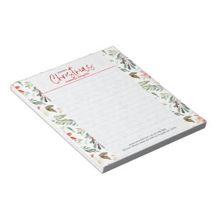 Kerstrode bessen en groene winterbladeren notitieblok