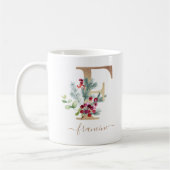kerstrode bessen Greenery Gold Monogram F Koffiemok (Links)