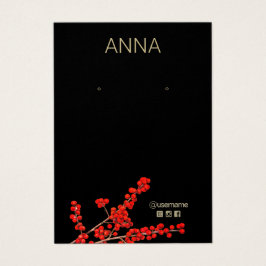 kerstrode bessen met oorspong visitekaartje