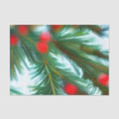 kerstrode bessen op groene lijnen tissuepapier (Voorkant)