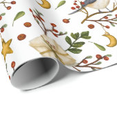 kerstrode bessen vogel Star Moon pakket Cadeaupapier (Rol Hoek)