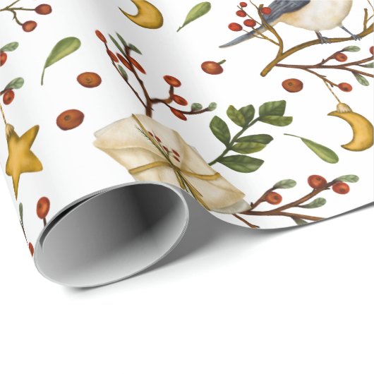 kerstrode bessen vogel Star Moon pakket Cadeaupapier (Rol Hoek)