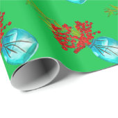 Kerstrode bessen waterverf kunst cadeaupapier (Rol Hoek)