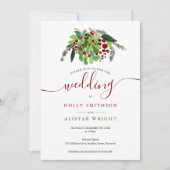 Kerstrode bessen Winterbruiloft Kaart (Voorkant)