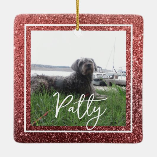 Kerstrode Bijbel Verse Hoop Keramisch Ornament (Achterkant)