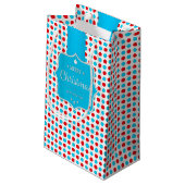 kerstrode blauwe poka-stift-tas klein cadeauzakje (Achterkant Gekanteld)