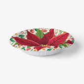 Kerstrode bollen en Poinsettia Overlay Papieren Kommen (Gebogen)