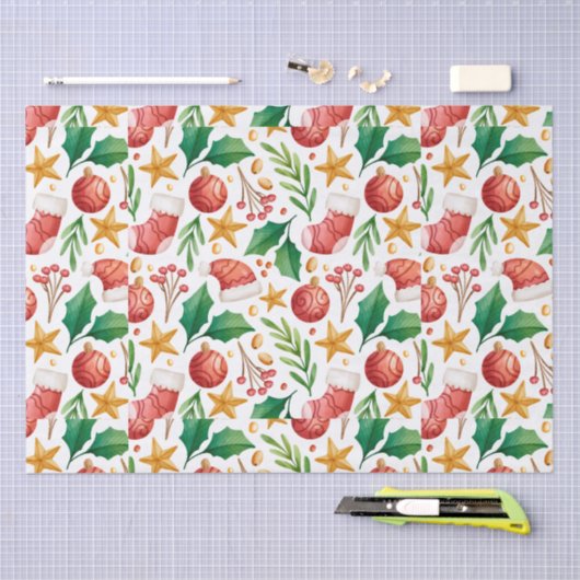 kerstrode bollen, Poinsettia-delen en Tissuepapier (Craft)