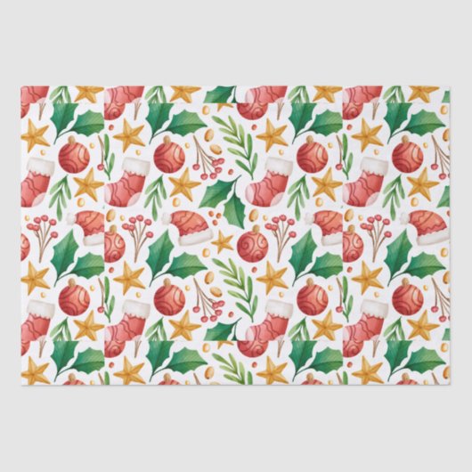 kerstrode bollen, Poinsettia-delen en Tissuepapier (Voorkant)