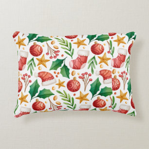 kerstrode bollen, Poinsettia Parts en Nut Accent Kussen