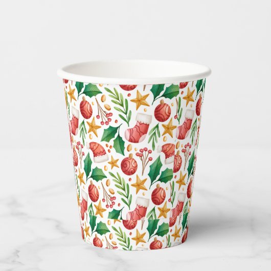kerstrode bollen, Poinsettia Parts en Nut Papieren Bekers (Voorkant)