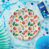 kerstrode bollen, Poinsettia Parts en Nut Papieren Bordje (Feest)