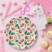 kerstrode bollen, Poinsettia Parts en Nut Papieren Bordje (Feest)