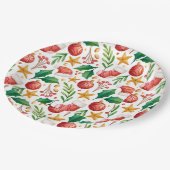 kerstrode bollen, Poinsettia Parts en Nut Papieren Bordje (Gekanteld)