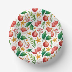 kerstrode bollen, Poinsettia Parts en Nut Papieren Kommen