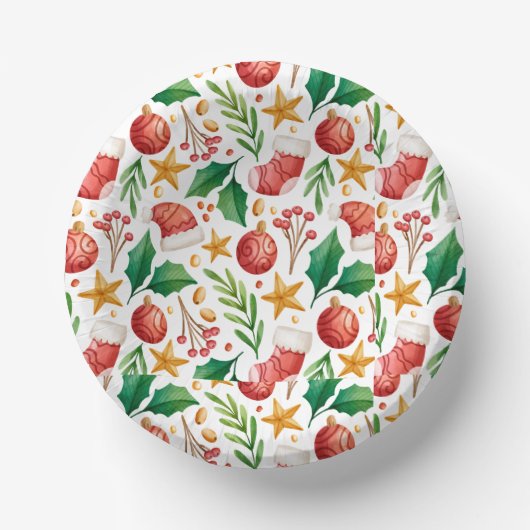 kerstrode bollen, Poinsettia Parts en Nut Papieren Kommen (Voorkant)