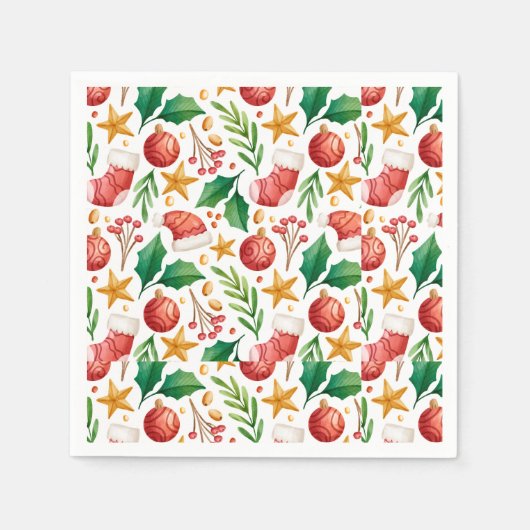 kerstrode bollen, Poinsettia Parts en Nut Servet (Voorkant)