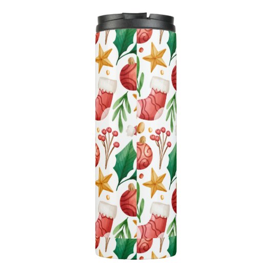 kerstrode bollen, Poinsettia Parts en Nut Thermosbeker (Achterkant)