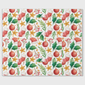 kerstrode bollen, Poinsettia Parts en Nuts Cadeaupapier (Vlak)