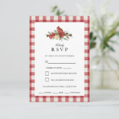 kerstrode Buffalo Check Kardinaal RSVP Kaartje (Staand voorkant)