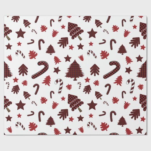 kerstrode buffelelementen cadeaupapier (Vlak)