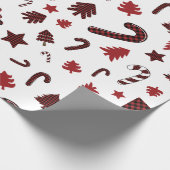 kerstrode buffelelementen cadeaupapier (Hoek)