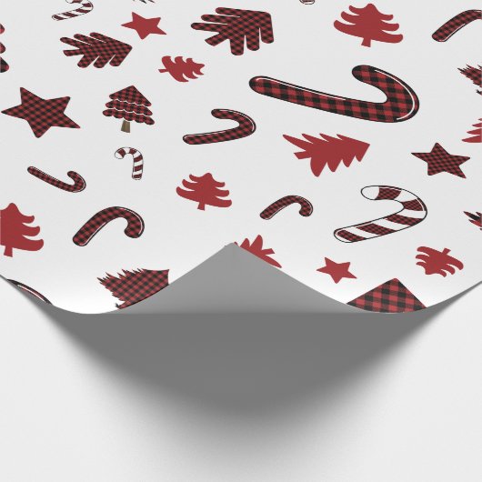 kerstrode buffelelementen cadeaupapier (Hoek)