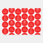 Kerstrode cirkels Aangepaste familienaam Inpakpapier Vel (Voorkant 3)