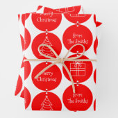 Kerstrode cirkels Aangepaste familienaam Inpakpapier Vel (In situ)