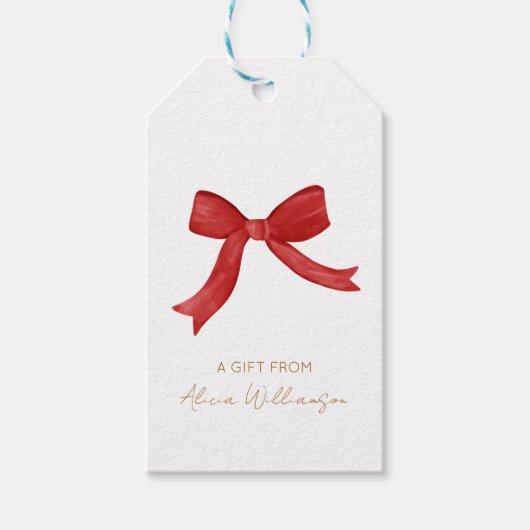 Kerstrode Coquette Bow gepersonaliseerd cadeau van Cadeaulabel (Voorkant)
