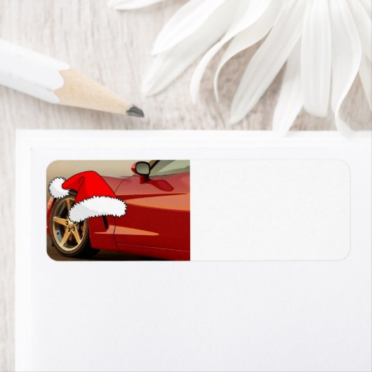 Kerstrode corvette etiket (Insitu)