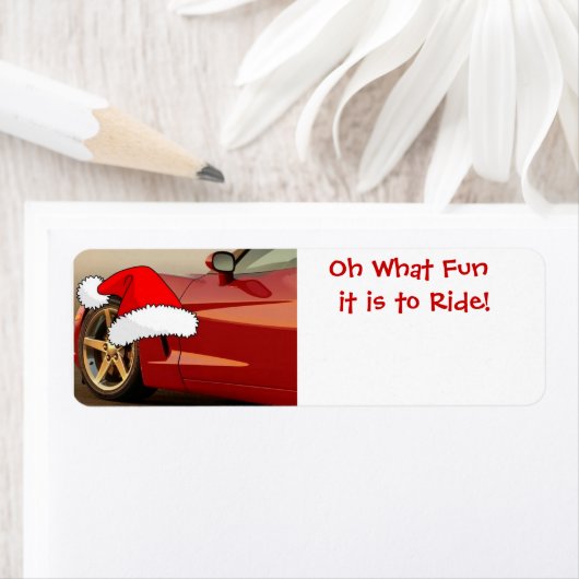 Kerstrode corvette etiket (Insitu)