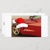 Kerstrode corvette feestdagenkaart (Voorkant / Achterkant)