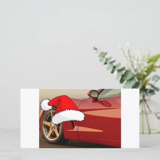 Kerstrode corvette feestdagenkaart (Staand voorkant)