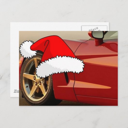 Kerstrode corvette feestdagenkaart (Voorkant / Achterkant)