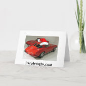 Kerstrode corvette klassieke gespleten raam feestdagen kaart (Achterkant)