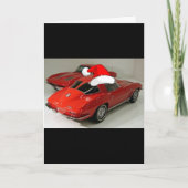 Kerstrode corvette klassieke gespleten raam feestdagen kaart (Voorkant)