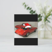 Kerstrode corvette klassieke gespleten raam feestdagenkaart (Staand voorkant)