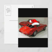 Kerstrode corvette klassieke gespleten raam feestdagenkaart (Voorkant / Achterkant)