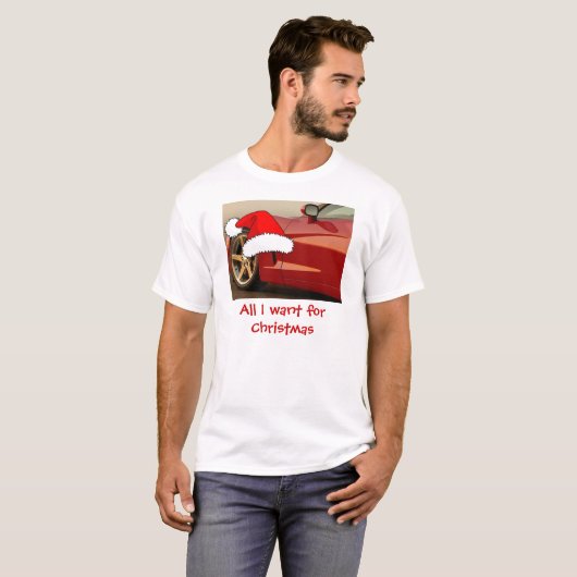 Kerstrode corvette t-shirt (Voorkant volledig)