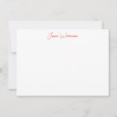 Kerstrode Damask - Persoonlijke naam Stationery Notitiekaartje (Voorkant)