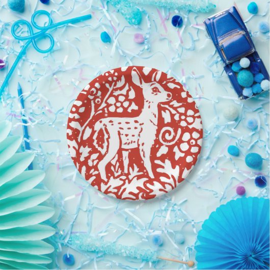 Kerstrode dieper Woodland Snow Papieren Bordje (Feest)